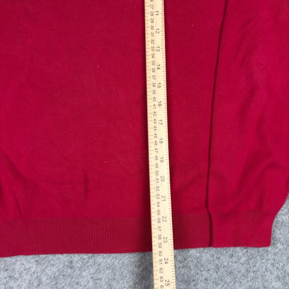 Polo Ralph Lauren V-Neck Sweater Mens Medium Red Pima Cotton Old Money Golf